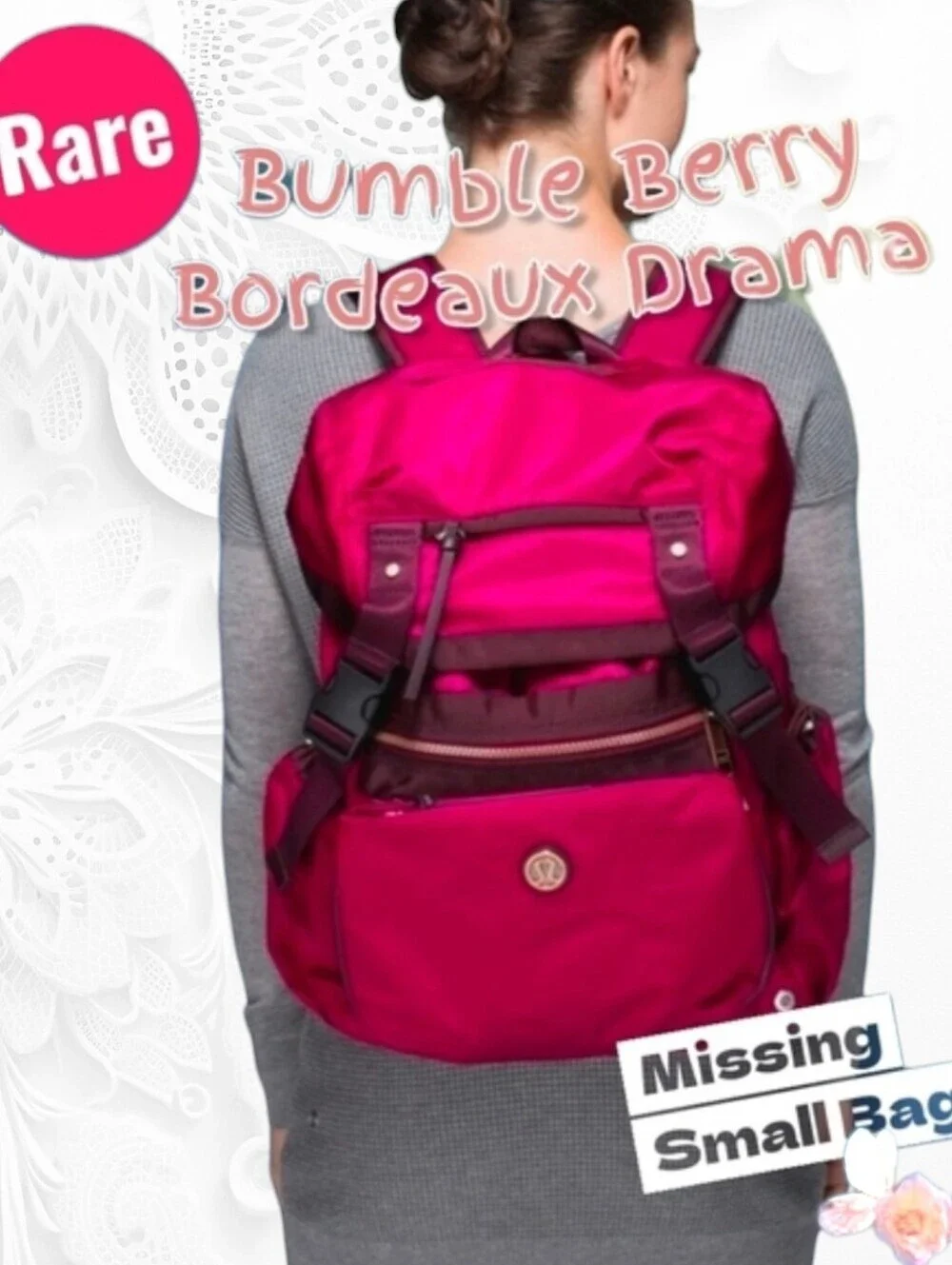 Lululemon Rucksack Yogini Traveling Backpack Bumble Berry Bordeaux Drama 1P